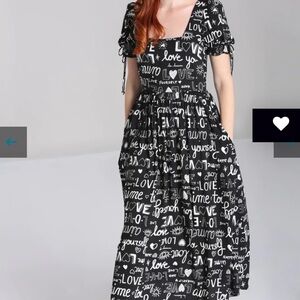 Hell Bunny Love Yourself Graphic Midi Dress in Small
